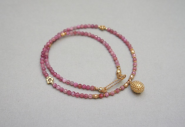 chokery Liczi - Turmaliny różowe /choker/ vol. 19 - naszyjnik - Szlachetna kolekcja