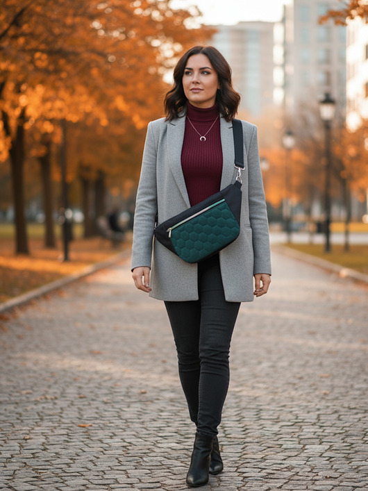 saszetka nerka Nerka damska Emma welur butelkowa zieleń Ns01e-03