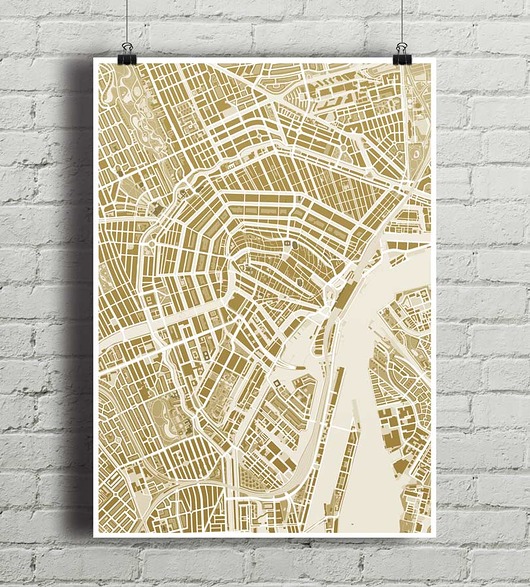 Amsterdam - plakat kartograficzny minimalmill