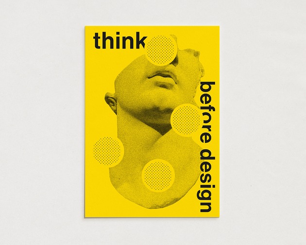 plakaty Think before design / Oryginalna grafika / poster print / plakat z cytatem