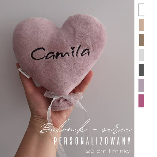 karuzele i girlandy do łóżeczka Serduszko balonik - ozdoba, pamiątka narodzin, chrztu  haft  kolory