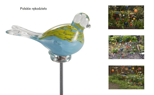 dodatki - różne Szklana Ozdoba Ogrodowa Ptak - DUŻY