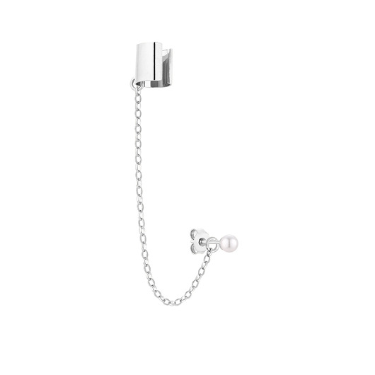 Srebrna nausznica z perełką SWAROVSKI CRYSTAL SOTHO