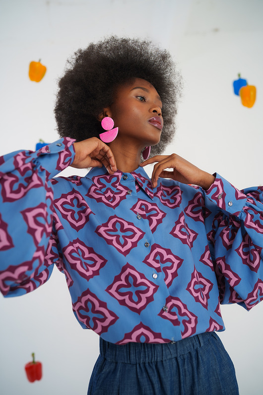 koszule damskie  Koszula Flower Power niebieska