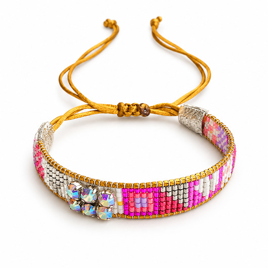 bransoletki na sznurku Bransoletka koralikowa z kryształami Swarovski sznurek