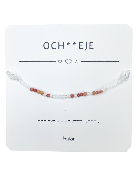 bransoletki na sznurku Bransoletka z alfabetem Morsea Rodonit i Opal kryształowy