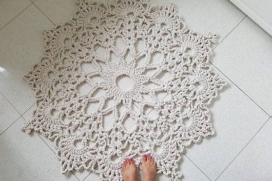 Dywan okrągły chunky koronkowy ecru - kolory Made of Weaves