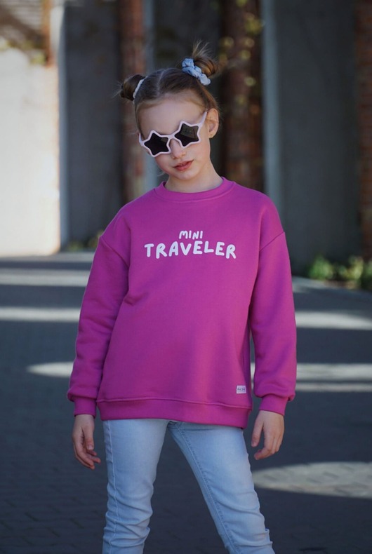 bluzy dla dziewczynki Bluza dziecięca MINI TRAVELER - magenta