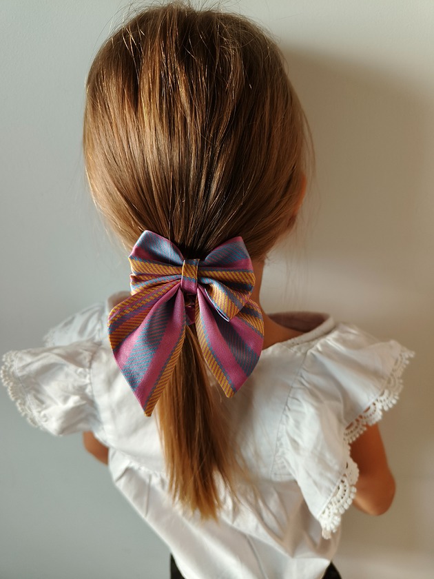 dziewczynka - inne Gumka jedwabna z kokardą MINI scrunchie pink lemoniade