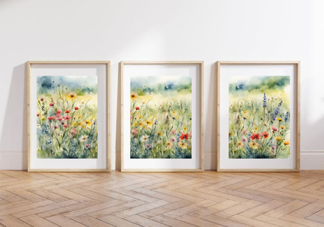 grafiki i ilustracje ZESTAW 3  botaniczne akwarela kwiaty