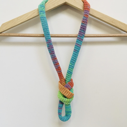 naszyjniki - inne Naszyjnik dzianinowy boho handmade bawełna