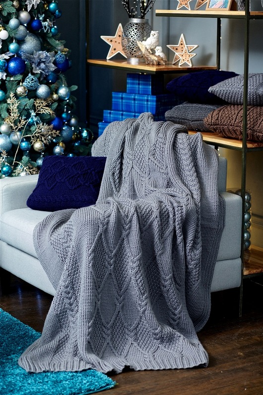 Ciepły dzianinowy koc pled 160x210cm CozyHomeDG