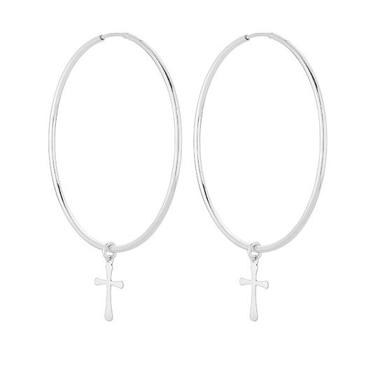 kolczyki srebrne Duże srebrne kolczyki z krzyżami