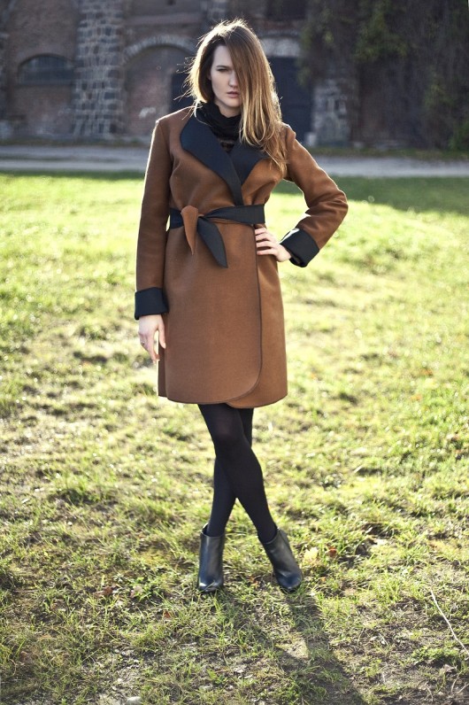 płaszcze damskie Wełniany płaszcz Mili z podpinką