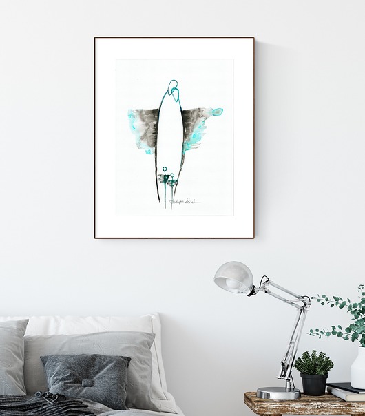 grafika A4 malowana ręcznie, minimalizm, Krystyna Siwek Art
