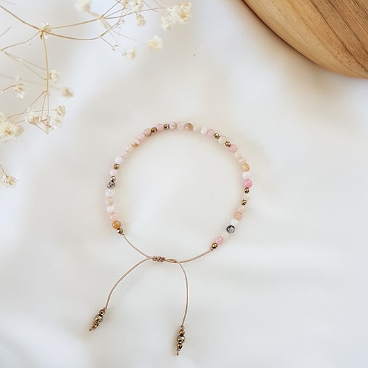 bransoletka z opalem różowym LEI handmade 
