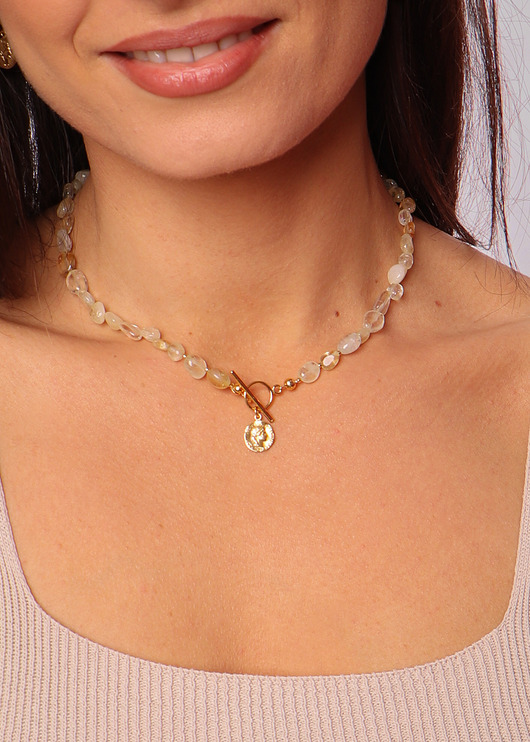 naszyjniki - inne Naszyjnik cytryn toggle z zawieszką