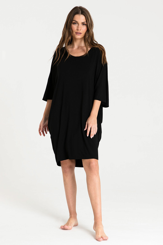 piżamy damskie Koszula nocna oversize-czarna(LA-071)