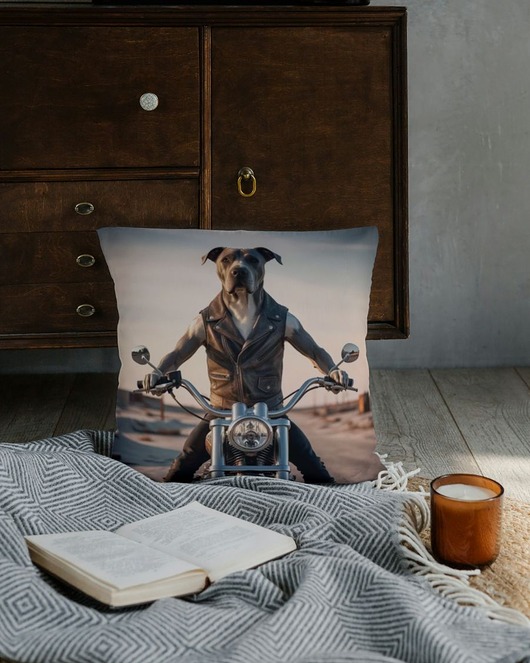 poduszki z grafiką Poduszka welwetowa z lamówką Amstaff ok 45x45 cm