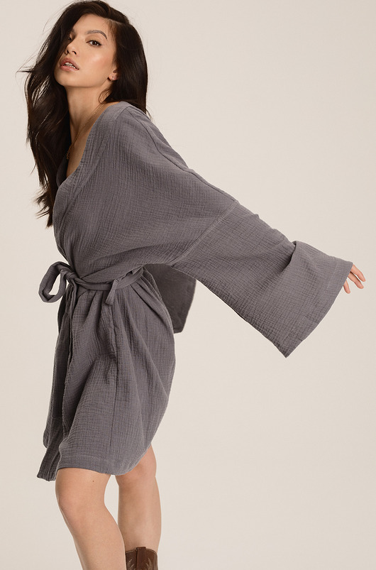 sukienki midi damskie SUKIENKA / KIMONO DRESS N.1 GRAPHITE