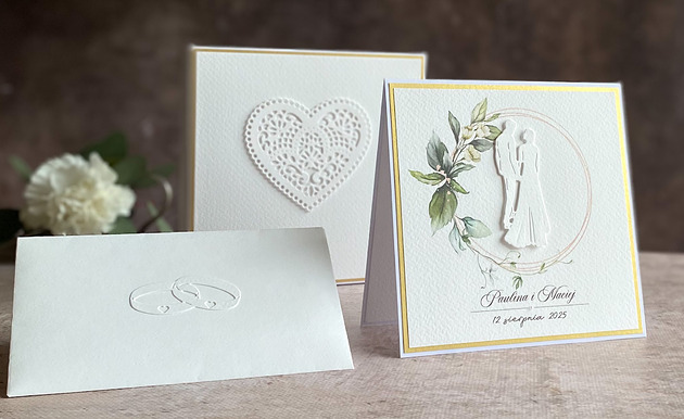 zaproszenia i kartki na ślub Kartka ślubna z pudełkiem i kopertą, WA 23B