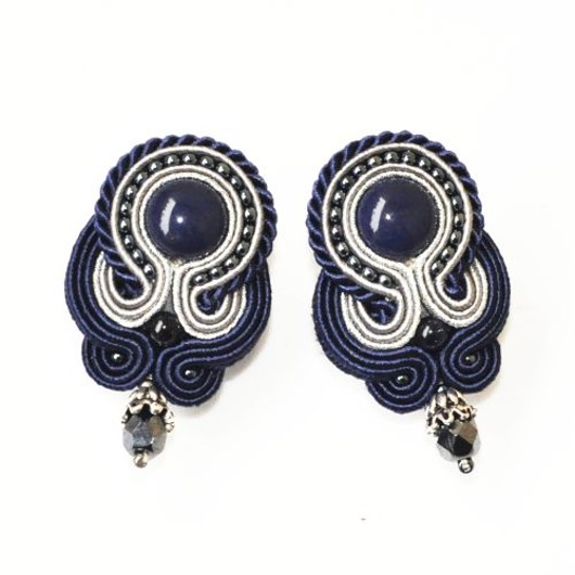 Sutaszowe kolczyki NAVY BLUE Sylwia Żak