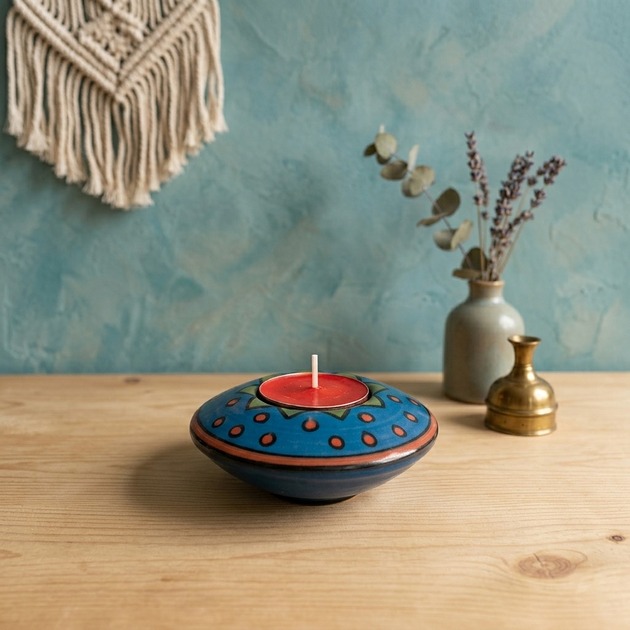 świeczniki i świece Ręcznie malowany świecznik, który przyciąga wzrok i buduje nastrój.