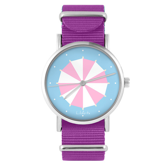 zegarki damskie Zegarek - Parasolka - amarant, nylonowy