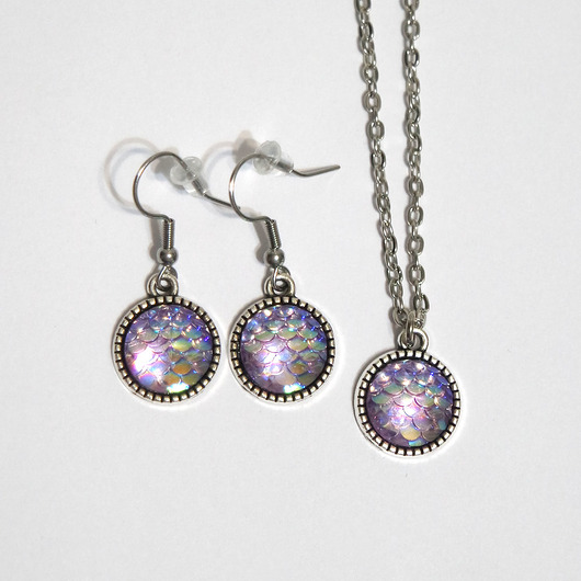 komplet biżuterii Komplet - Łuski fioletowe