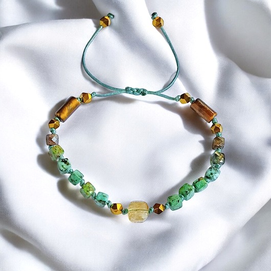bransoletki z kamieni naturalnych SUKCES - amulet - turkus, cytryn, tygrysie oko, hematyt