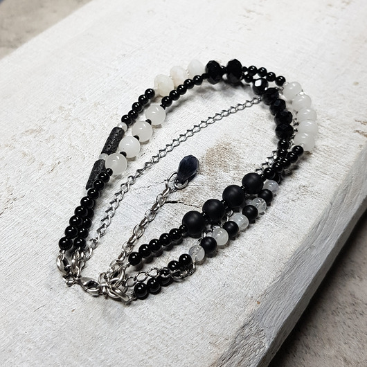 bransoletki srebrne Czarno-biała bransoletka bs5