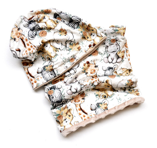 czapki dziecięce Komplet _ czapka BEANIE i komin_ZWIERZĘTA