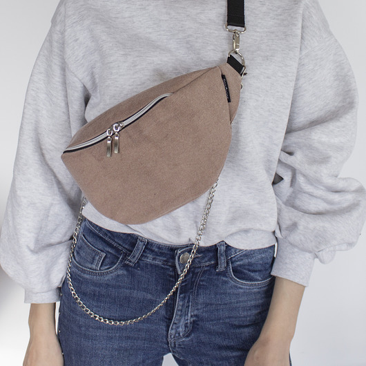 Zamszowa nerka róż sacky bag