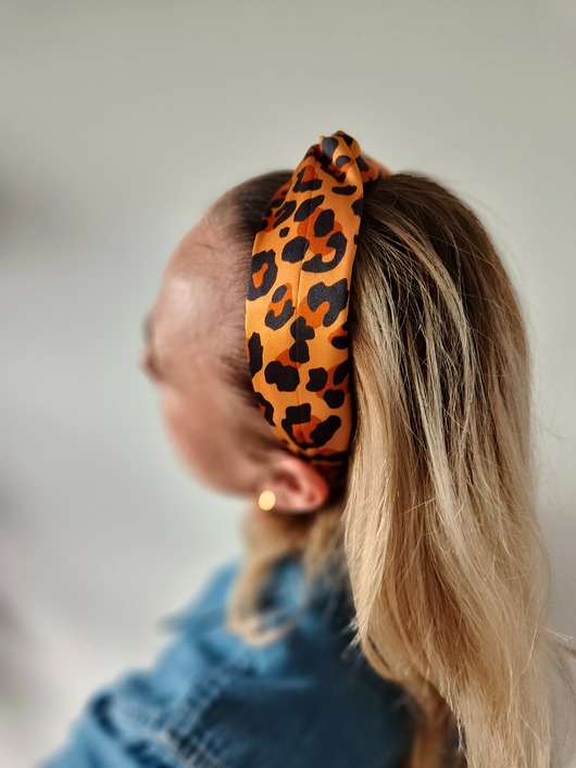 opaski do włosów Jedwabna opaska do włosów brązowa panterka SILK CROWN