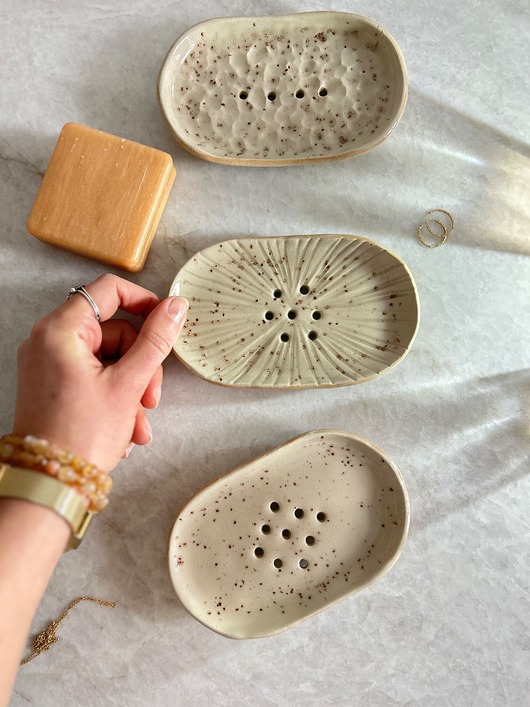 mydelniczki Ceramiczna Mydelniczka -piaskowy beż