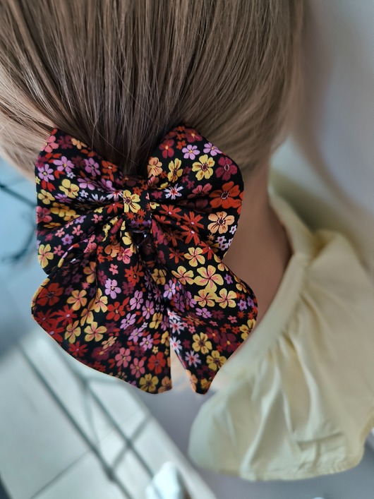 dziewczynka - inne Gumka jedwabna z kokardą MINI scrunchie secret flowers