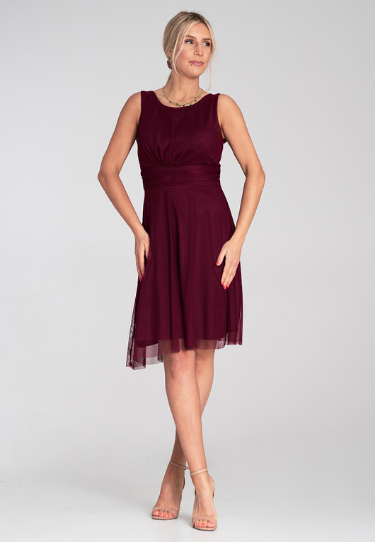 sukienki midi damskie Elegancka sukienka koktajlowa midi bez rękawów z wycięciem na plecach - M1208