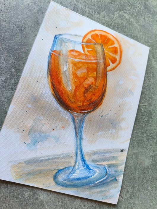 grafiki i ilustracje Włoska inspiracja Aperol Spritz drink obraz akwarela 15x21oprawiony