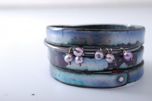 OPALESCENT BLUE - emaliowane bransolety  Dorota Oyrzanowska