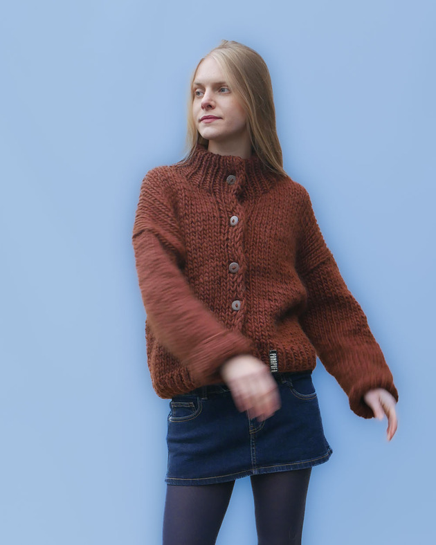 kardigany damskie 100% MERINO dlugi kardigan w pasy