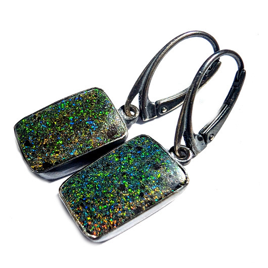 kolczyki srebrne Kolczyki srebrne matrix opal- kosmiczne 