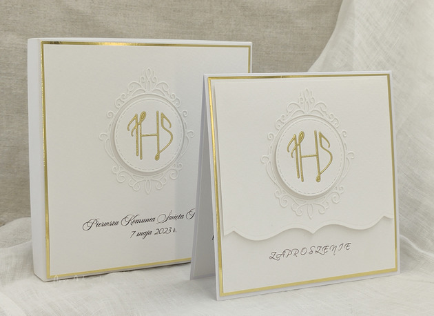 zaproszenia na komunię Zaproszenia komunijne dla chrzestnych, Linia Gold, wzór 11