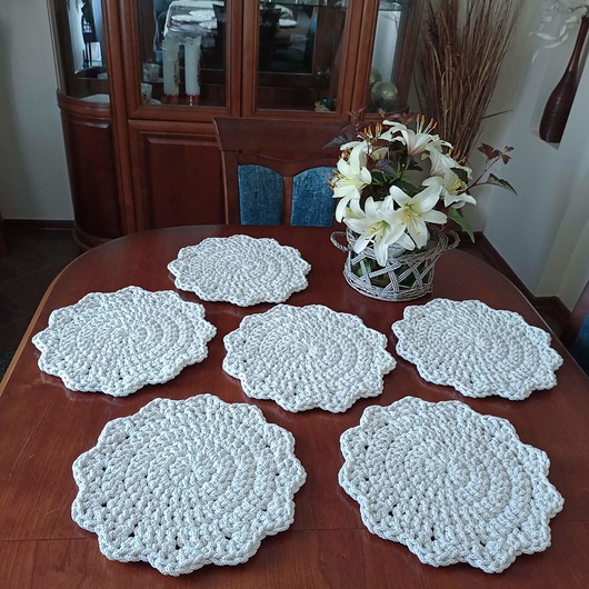 podkładki do kuchni Komplet podkładek ze sznurka 6szt 30cm