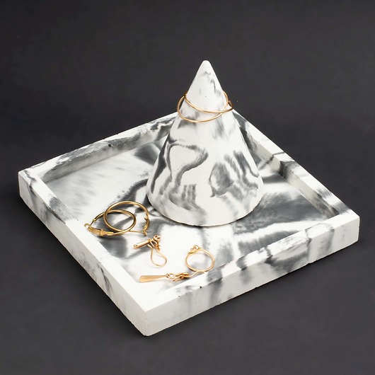 pojemniki na biżuterię Organizer na biżuterię betonowy ZESTAW MARBLE
