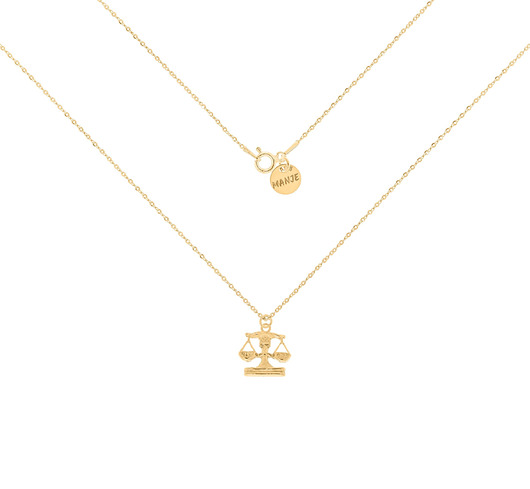 złote naszyjniki Pozłacany naszyjnik ze znakiem zodiaku Waga