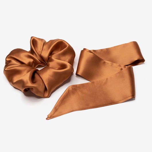 gumki do włosów Scrunchie i Apaszka w zestawie Rust