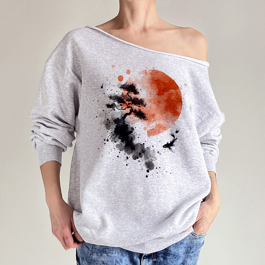 bluza bez kaptura damska Sosna karpik Szara bluza cięta
