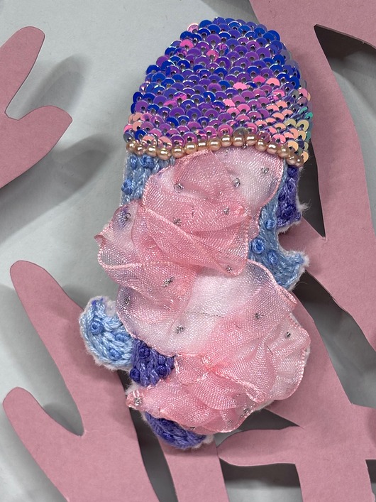 broszki Broszka cekinowa meduza wata cukrowa