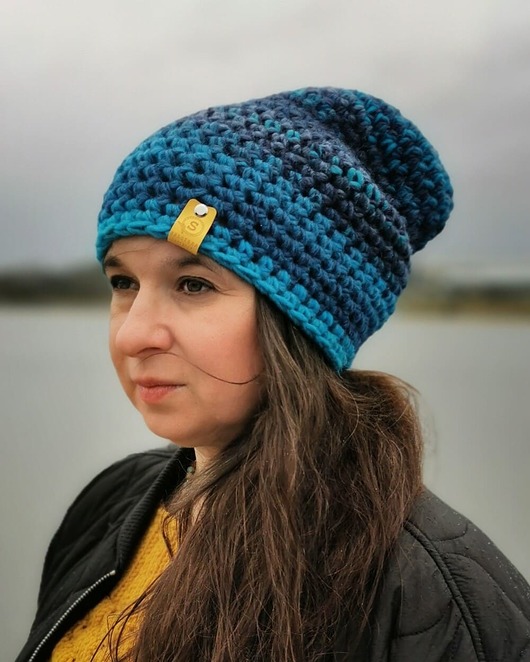 czapki damskie Niebieska czapka zimowa CRAZYCOLOR