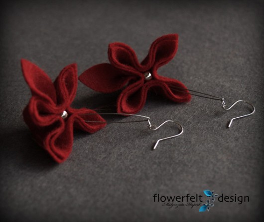 Minimalistycznie Czerwone Biżuteria Autorska  FlowerFelt Design